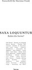 Buchcover SAXA LOQUUNTUR – Reden die Steine?