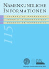 Buchcover Namenkundliche Informationen 115