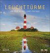 Buchcover Leuchttürme Postkartenkalender 2024. Eiland-Leuchtturm-Kalender mit 12 Farbfotos der Nordsee- und Ostseeküste. Kalender 