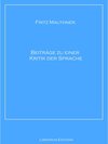 Buchcover Beiträge zu einer Kritik der Sprache