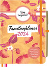 Buchcover Familienplaner 2024 Hardcover mit 5 Spalten für bis zu 5 Personen in DIN A5. Familienkalender 2024 mit Extra-Seiten für 