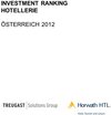 Buchcover TREUGAST-HORWATH Investment Ranking Hotellerie Österreich 2012