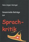 Buchcover Gesammelte Beiträge zur Sprachkritik