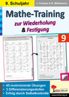 Buchcover Mathe-Training zur Wiederholung und Festigung / Klasse 9