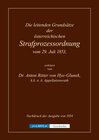 Buchcover Die leitenden Grundsätze der österreichischen Strafprozessordnung vom 29.Juli 1853