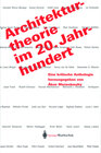 Buchcover Architekturtheorie im 20. Jahrhundert