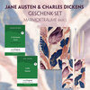 Buchcover Jane Austen & Charles Dickens Geschenkset - 2 Bücher (Softcover+ Audio-Online) + Marmorträume Schreibset Basics