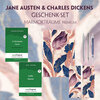 Buchcover Jane Austen & Charles Dickens Geschenkset - 2 Bücher (Softcover+ Audio-Online) + Marmorträume Schreibset Premium