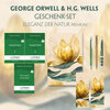 Buchcover George Orwell & H.G. Wells Geschenkset - 3 Bücher (mit Audio-Online) + Eleganz der Natur Schreibset Premium