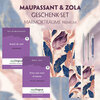 Buchcover Guy de Maupassant & Émile Zola Geschenkset - 2 Bücher (mit Audio-Online) + Marmorträume Schreibset Premium