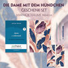 Buchcover Die Dame mit dem Hündchen Geschenkset (Buch mit Audio-Online) + Marmorträume Schreibset Premium