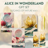 Buchcover Alice in Wonderland Books-Set (with audio-online) Readable Classics Geschenkset + Eleganz der Natur Schreibset Basics