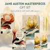 Buchcover Jane Austen's Masterpieces (with audio-online) Readable Classics Geschenkset + Eleganz der Natur Schreibset Basics