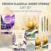 Buchcover French Classical Short Stories (with audio-online) Readable Classics Geschenkset + Eleganz der Natur Schreibset Premium