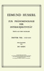 Buchcover Zur Phänomenologie der Intersubjektivität
