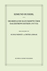 Buchcover Die Bernauer Manuskripte Über das Zeitbewusstsein (1917/18)