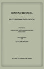 Buchcover Erste Philosophie (1923/24) Zweiter Teil Theorie der Phänomenologischen Reduktion
