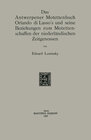 Buchcover Das Antwerpener Motettenbuch Orlando di Lasso’s und seine Beziehungen zum Motettenschaffen der niederländischen Zeitgeno