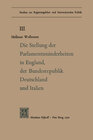 Buchcover Die Stellung der Parlamentsminderheiten in England, der Bundesrepublik Deutschland und Italien