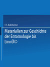 Buchcover Materialien zur Geschichte der Entomologie bis Linné