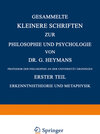 Buchcover Gesammelte Kleinere Schriften zur Philosophie und Psychologie